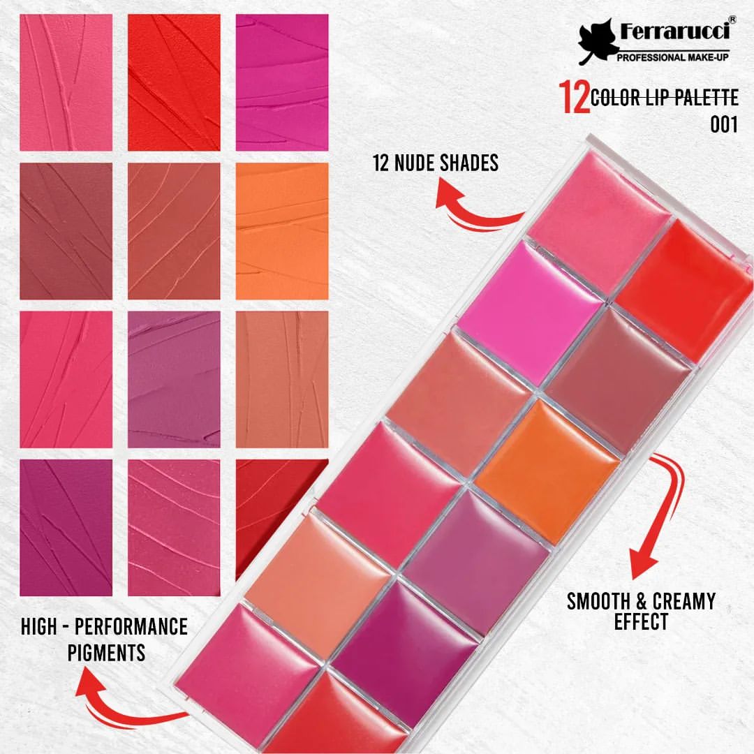 Ferrarucci 12 Color Lip Palette